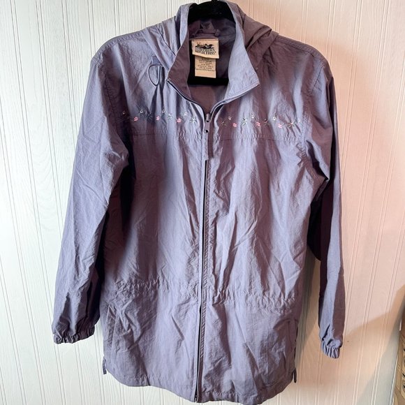 Northern Reflections Purple Nylon Jacket Embroidered flowers Cottagecore vintage - Picture 1 of 6